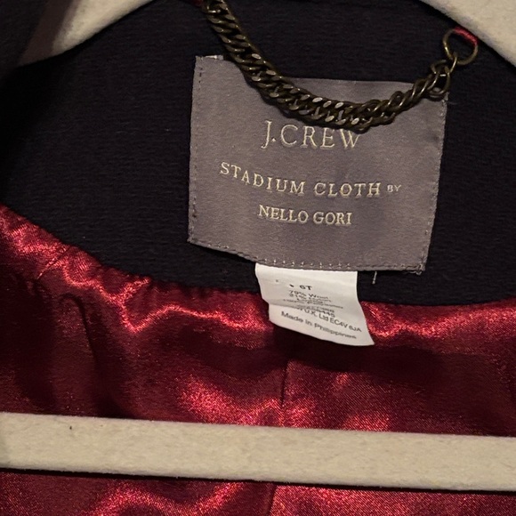 J. Crew Stadium Cloth by Nello Gori Blue Pea Coat with Red Lining 79% wool - Picture 4 of 10